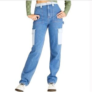90s Bf Carpenter Pacsun Cargo Two-Tone Baggy Jeans Size 27